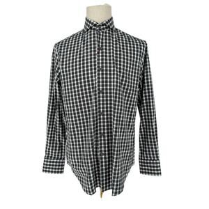 Robert Graham Button Front Long Sleeve Shirt Plaid Check Green White, M